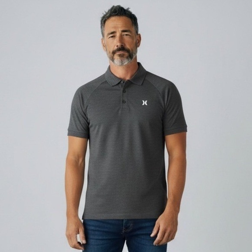 Hurley Men's Dark Gray Heathered Polo Shirt XXL Performance Golf Casual